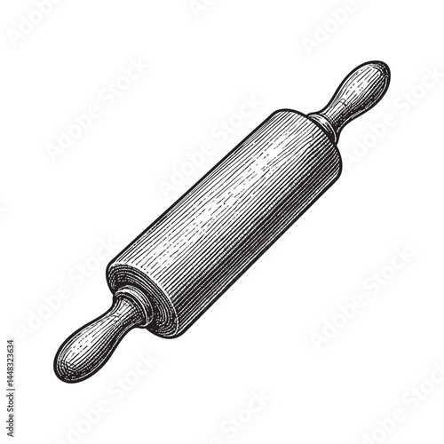 old-fashioned rolling woodcut engraving vector illustration