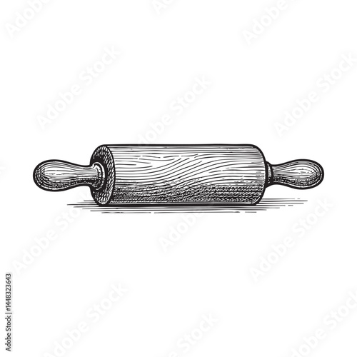 old-fashioned rolling woodcut engraving vector illustration
