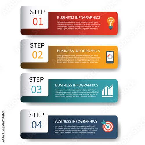 Infographic design number banners template. Can be used for business, presentation, web design.
