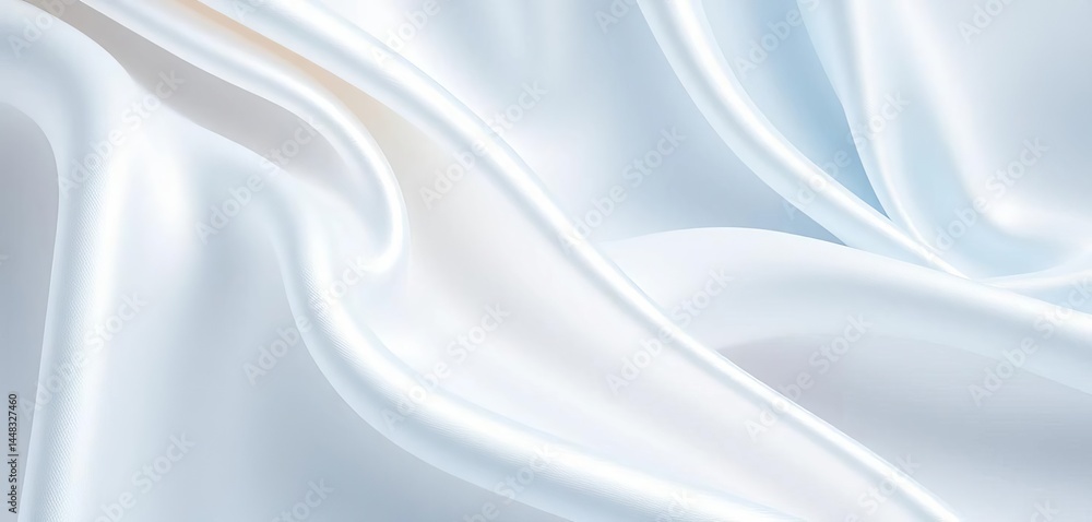 Obraz premium Elegant abstract white and blue silk satin waves, grainy texture, light background, abstract, sophisticated