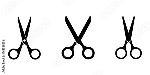 scissors isolated on white background, Scissors icon set. Simple silhouette of open scissors. Scissors logo icon. Stock vector illustration isolated on a white background, cut icon vector with simple.