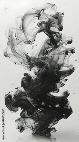 Black Ink Swirl in Water.