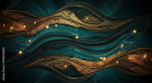 Abstract Steampunk Digital Waves Background Pattern