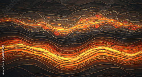 Abstract Glowing Earth Strata Waves Background