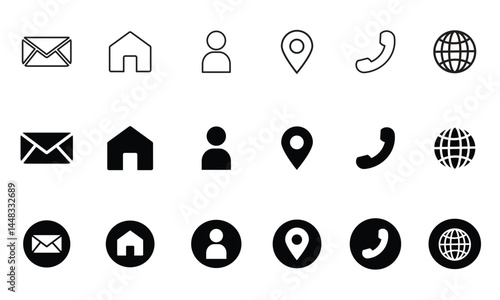 Business Card Icons. Phone, Location, Place, Illustration for Web Site or Mobile App. Editable Filled Related Glyph Icons, Vector icon.