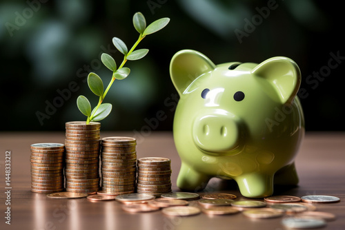 The linear of financial growth chart represents the investment profit and business income obtained from giving tips, donation coins, and cash money, which are saved in a piggy bank and used for loan m
