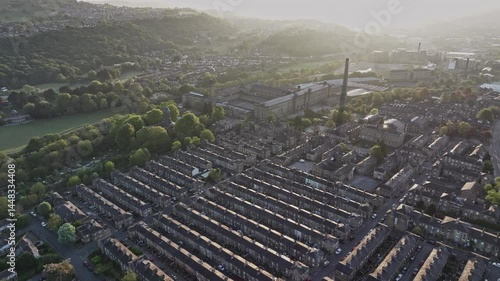 Aerial View of Saltaire Village: A UNESCO World Heritage Site in West Yorkshire, England