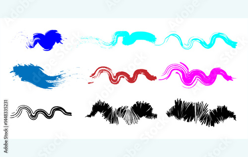 Collection of Hand Drawn Brush Stroke and Line Art Elements