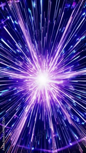 Dynamic burst of neon lights: vibrant energy and radiant starburst animation