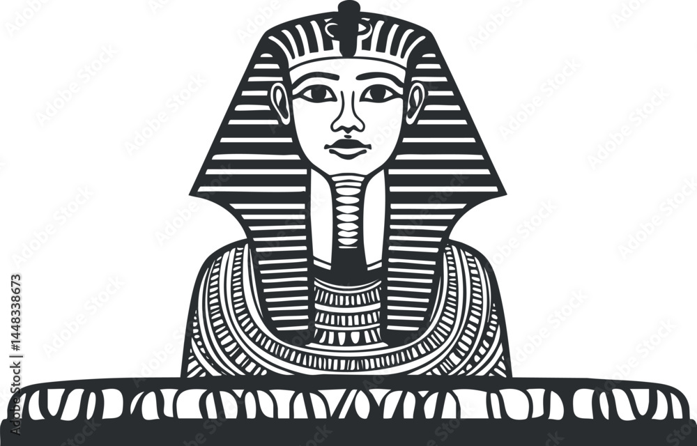 Naklejka premium Illustration of an ancient Egyptian pharaoh statue resembling the sphinx symbolizing ancient history and culture
