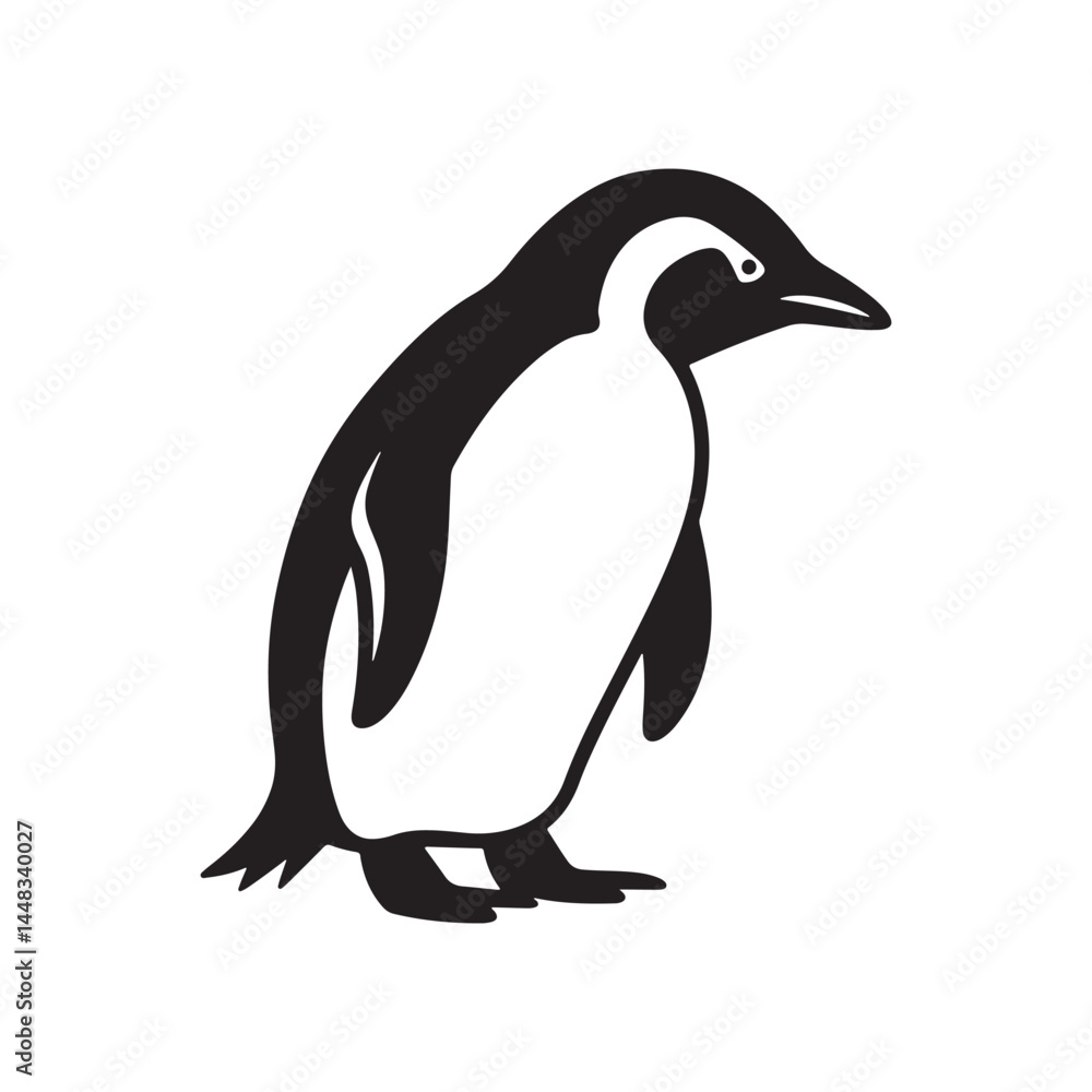 Obraz premium Silhouette of a penguin, symbolizing wildlife and nature, perfect for animal-themed designs