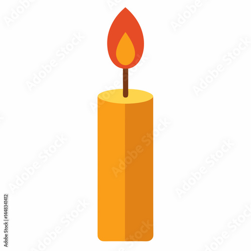 burning candle on a white background
