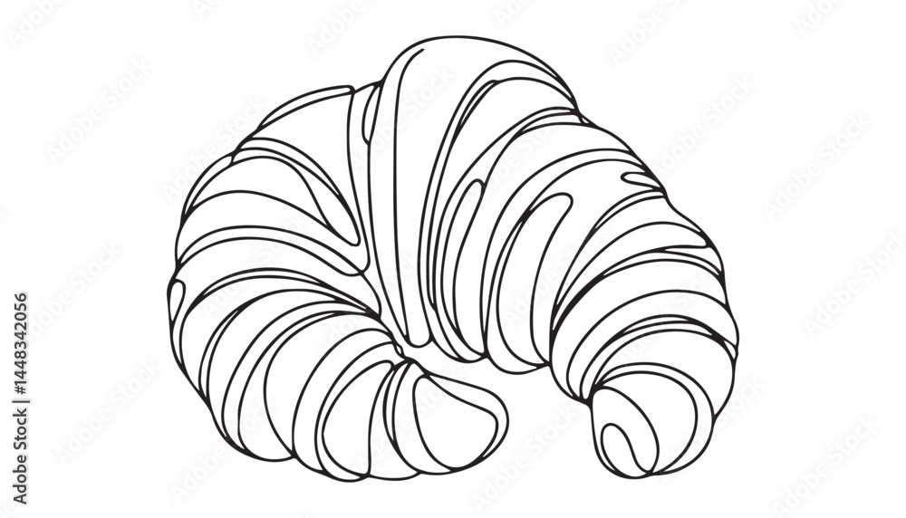 Continuous one single minimal line drawing Croissant Continuous one single minimal line drawing Croissant