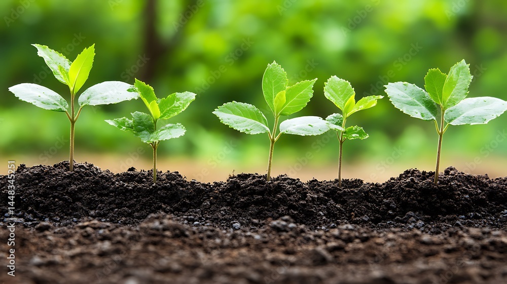 Seedlings Growing in Soil Represent New Life and Growth Concept Seedlings Growing in Soil Represent New Life and Growth Concept