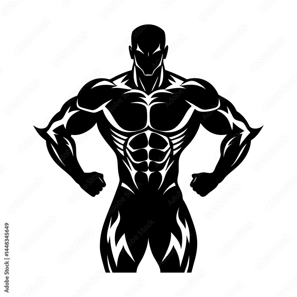 Fototapeta premium Muscle Man Silhouette vector illustration