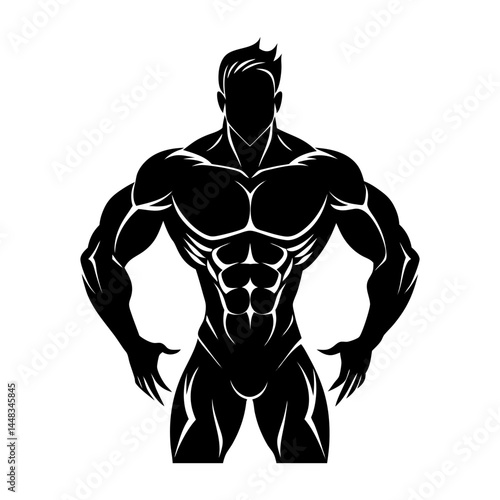 Wallpaper Mural Muscle Man Silhouette vector illustration Torontodigital.ca
