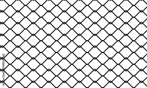 Seamless chain link fence on snow background.	
