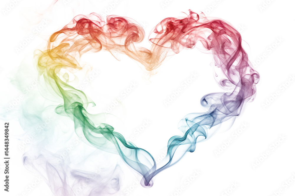 rainbow colored smoke in heart shape isolated on white or transparent png rainbow colored smoke in heart shape isolated on white or transparent png