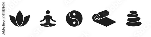 Yoga relaxation silhouette. Meditation logo. Vector