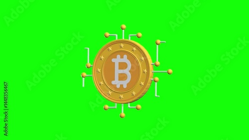 Digital Currency 3D Animated Icon with green screen