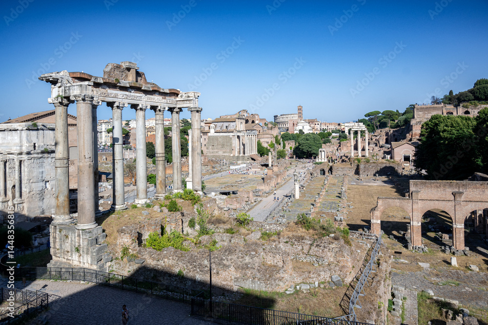 Fototapeta premium View of the Colosseum and the Imperial Forums of Rome