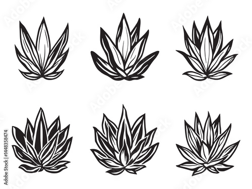 Agave Plant in Stylish and Smooth Line Art Design
