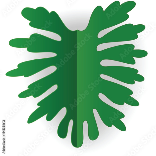 Green palm leaf vector. Tropical single tree branch isolated icon. Jungle rainforest foliage design illustration. Exotic flora on white background