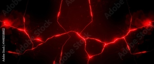 Abstract dark background, red glowing cracks form sharp, jagged triangles, night, gothic