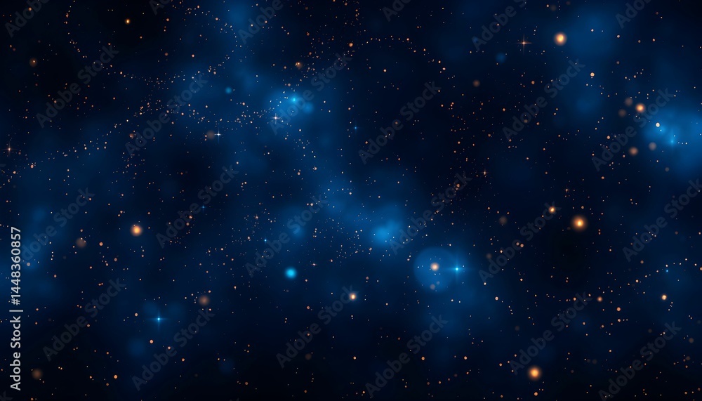 Fototapeta premium Deep space nebula, cosmic dust clouds, brilliant blue stars, twinkling starfield, celestial swirls, interstellar gas, generative ai