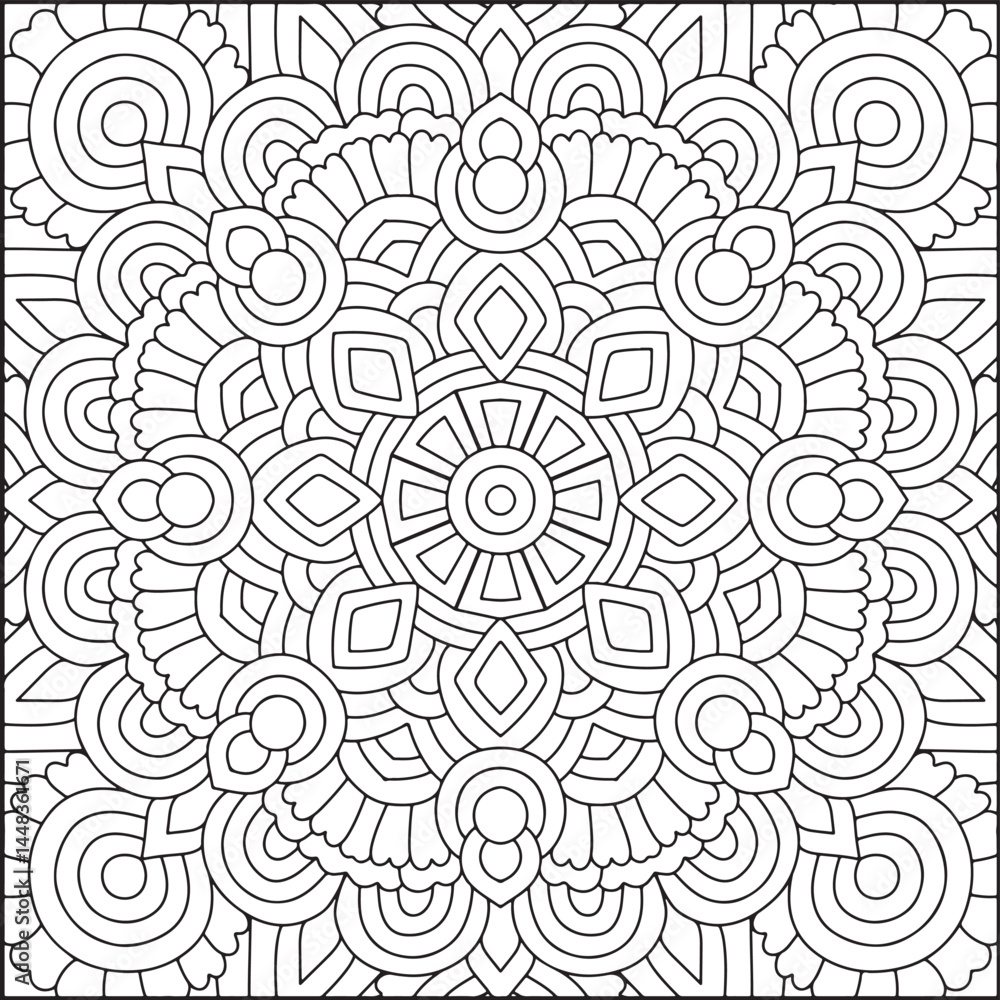 Fototapeta premium Easy Hand-Drawn Mandala Coloring Page | Mandala Coloring Page For All Ages