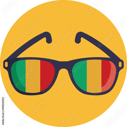 Sunglasses with vibrant, bold frames, reflecting reggae culture's laid-back and stylish vibe.