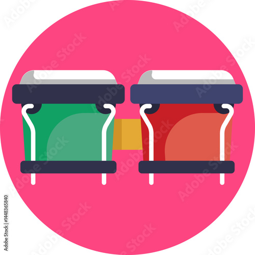 Reggae Drums: Icon representing the traditional percussion instruments used in reggae music, highlighting rhythm and groove.