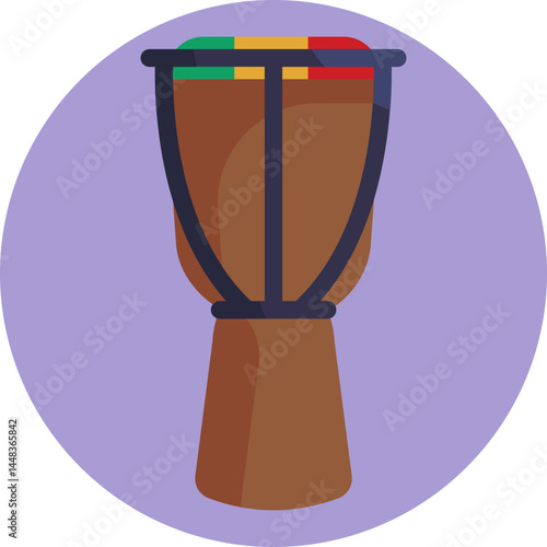 A traditional West African drum, the Djembe is essential in reggae music for its deep, resonant tones and rhythmic beats.