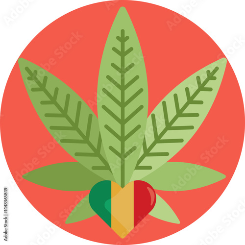 A marijuana leaf, symbolizing reggae's cultural connection to cannabis and its role in the music scene.