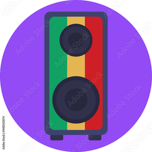 Speaker Icon: Represents sound systems commonly used at reggae events or parties to amplify music.