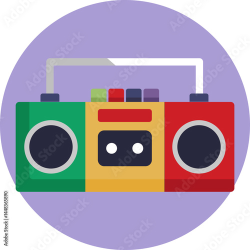 A portable speaker system, often associated with reggae music, used for playing tunes on the go.