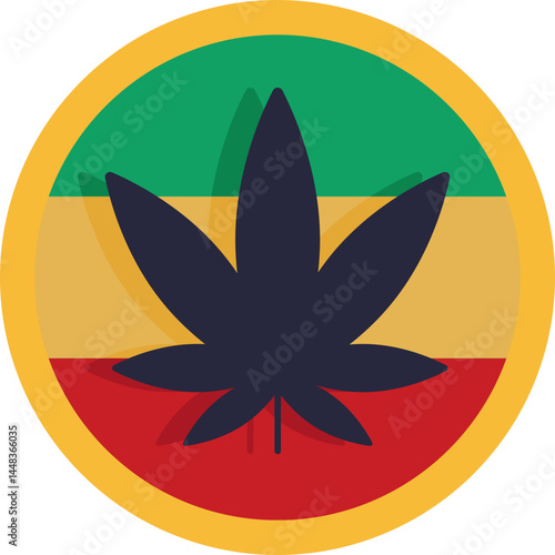 Cannabis leaf symbol often associated with Rastafarian culture and reggae music.