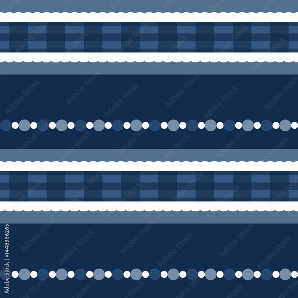 Obraz premium Retro geometric blue and white seamless pattern