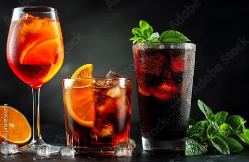 Three refreshing cocktails with citrus and mint – great for summer promotions and bar visuals