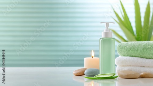 Relaxing Spa Setting with Natural Ingredients and Fresh Towels