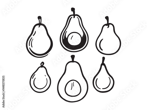 Avocado Pear line art icon simple stylish artwork