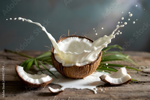 coconut milk splash in a glass
