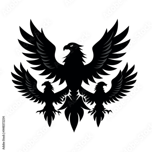 Trippy Eagle with Wound – Silhouette Vector Illustration on White Background