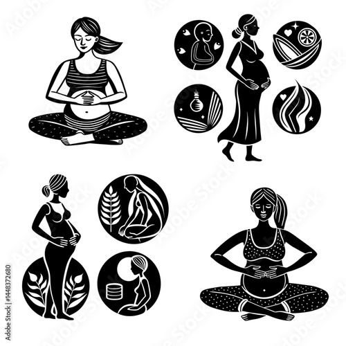 Pregnant Woman Doing Prenatal Yoga