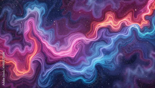 Colorful abstract cosmic waves, vibrant digital art representation
