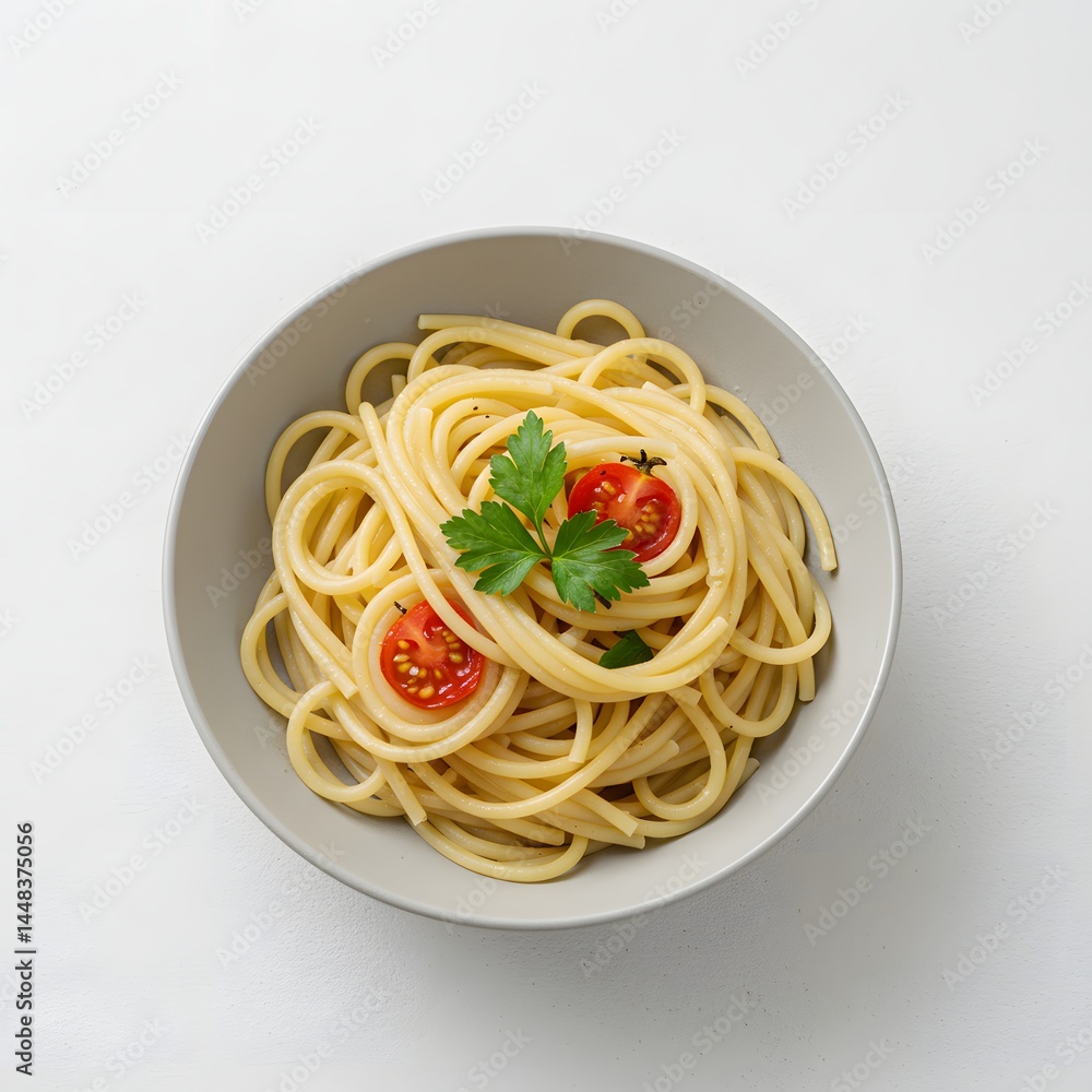 Simple Delight A Bowl of Perfectly Cooked Spaghetti with Cherry Tomatoes and Parsley Simple Delight A Bowl of Perfectly Cooked Spaghetti with Cherry Tomatoes and Parsley