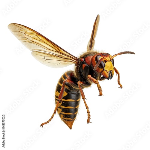 Asian Giant Hornet in Flight Closeup Detailed Macro Photography
