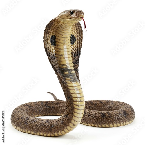 King Cobra Snake Isolated on White Background Wildlife Photography
