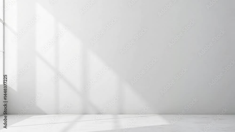 Light and Shadow on a White Wall Minimalist Interior Design Background Light and Shadow on a White Wall Minimalist Interior Design Background