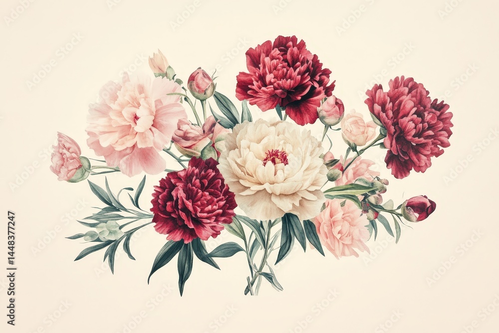 Obraz premium Delicate floral bouquet in muted pastel colors.